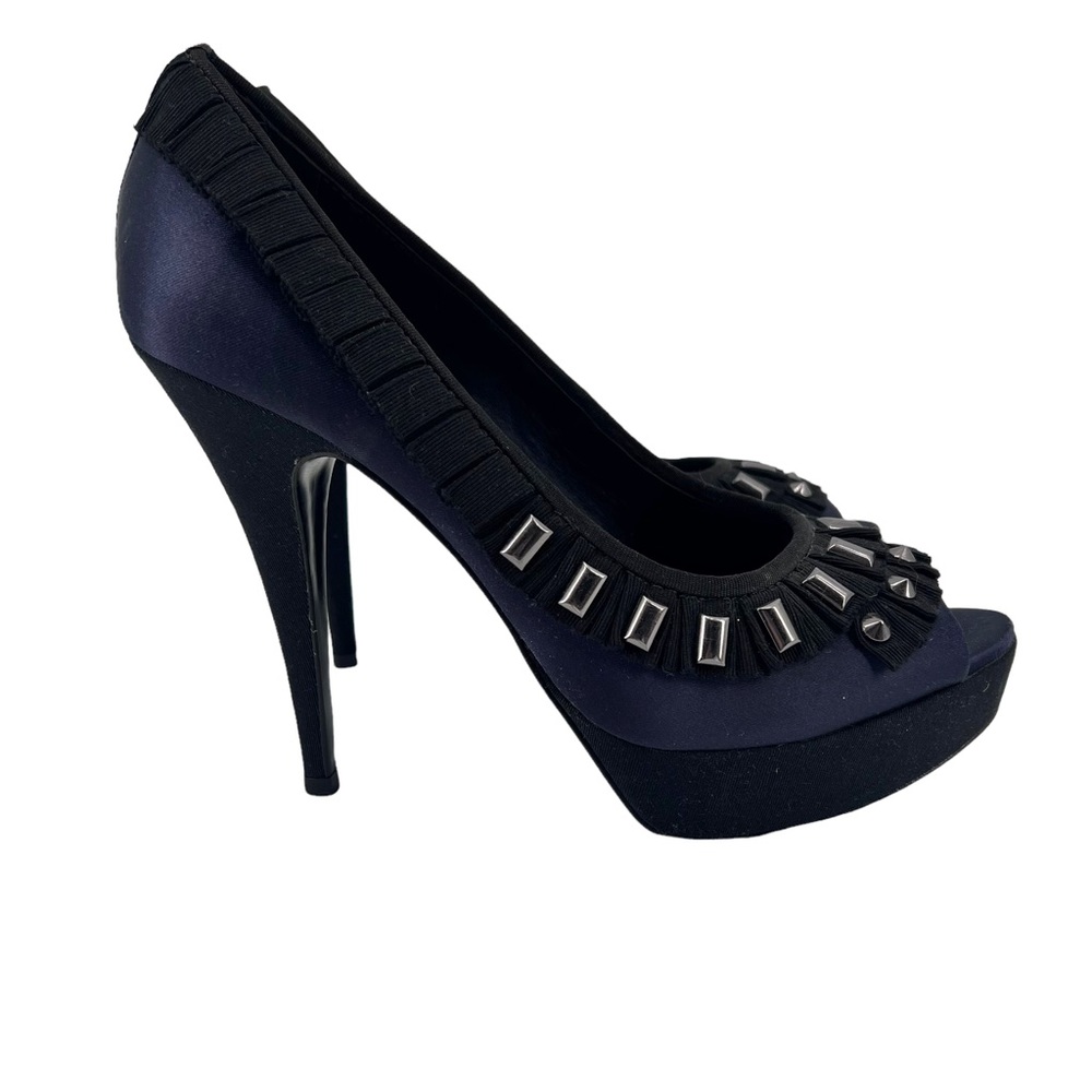 Tory Burch Erinn Satin Peep Toe Platform Stiletto High Heel Pumps